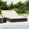 Gossi sezlong 2 pers. acoperis pliabil negru 213x118x97 cm poliratan