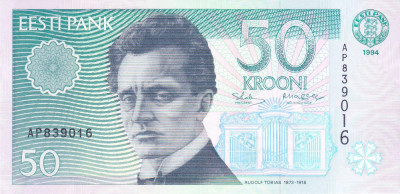 Bancnota Estonia 50 Krooni 1994 - P78a UNC foto