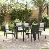 Set 4 scaune grădină cu pernă cu pernă 5 pcs Negru 80 x 80 x 73 cm
