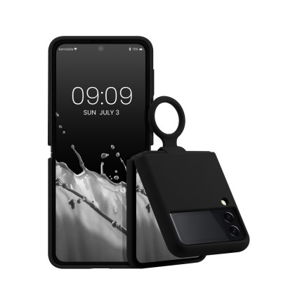 Husa kwmobile pentru Samsung Galaxy Z Flip 3, Silicon, Negru, 58783.01 foto
