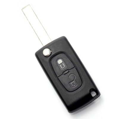 Carcasa cheie Citroen/Peugeot 407 Carguard, 2 butoane, lama HU83-SH2, tip briceag, suport baterie, Negru foto
