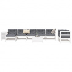 Set canapea de gradina, 10 piese, alb, lemn masiv de pin foto