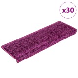 vidaXL Covorașe pentru scări, 30 buc., 65x21x4 cm, violet, cu margini dreptunghiulare 3365830