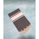 Prosop plajă Fouta | Tunis | Gri Inchis Cu Dungi Albe 200 x 100 cm
