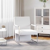 vidaXL Fotoliu cu picioare cromate, alb, piele ecologică 241007