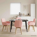 Cumpara ieftin Scaune de dining rotative 4 buc. Boucl&eacute; Roz 54 x 58 x 87 cm