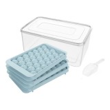 Set 5 piese, 3 tavi pentru gheata turcoaz, 25x14x3cm, plastic, caserola de depozitare si lopatica pentru servire