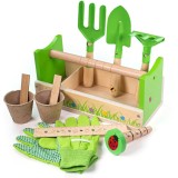 Set Gradinarit Copii BigJigs Toys, 3 ani+, Manusi, Unelte, Ghivece, Lemn, Joc Creativ