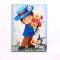 Baiat cu buchet de flori in brate si iepure, magnet frigider 36016