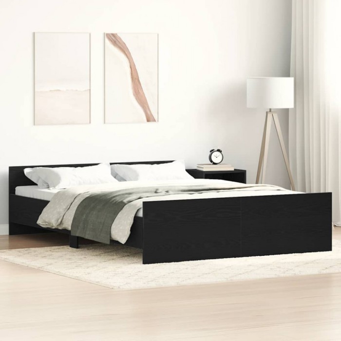 Gossi cadru pat fara saltea, stejar negru, 140x190 cm, lemn prelucrat