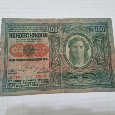 bancnota austria 100 kr 1912 supratipar