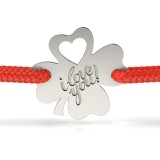 Bratara Argint 925 Femei, Model Trifoi I Love You, Atcom, 0.5g, 12mm, Argintiu, Cadou Valentine&#039;s Day/Martisor/Craciun, Cutie Bijuterie