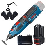 Bosch GRO 12V-35 - Polizor drept 3.2 mm accesorii + Acumulator Li-Ion 12 V 3 Ah