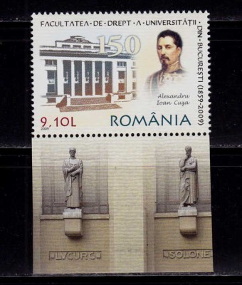 RO 2009 ,LP 1851,&amp;quot;Facultatea de Drept U.B.-150 ani &amp;quot; ,serie cu frag. manseta,MNH foto