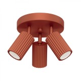 Lampă De Tavan Karbon Ocru Roșu Aluminiu Cu 3 Becuri Tub Minimalist De Interior.