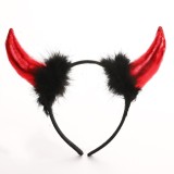 Coronita deghizare, flippy, model cornite devil, rosu satinat cu puf negru, marime universala