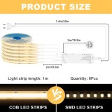Cumpara ieftin Set 6 Benzi LED COB HOTUT 1M, Lumina Calda, 12V, Dimmer Touch, pentru Dulap, Raft, Vitrina