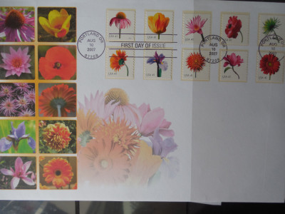 Plic FDC serie timbre flora flori plante SUA stampilate timbre filatelice foto