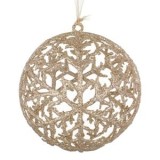 Glob Ornament de Crăciun Perforat Glitter Sampaniu, CMCLASS