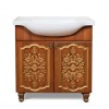 Masca Baie cu Lavoar Baghera 85x90x51 cm, Nuc, MDF Furniruit, 2 Sertare, 2 Usi, Set 3 Piese
