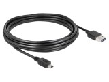 Cablu USB 2.0 DELOCK 5m, USB A bilateral - USB B mini aurit, cod 83365