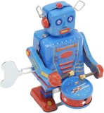 Robotel Tobosar Blue 10 cm Jucarie Mecanica din Metal cu Cheita Stil Retro Vintage