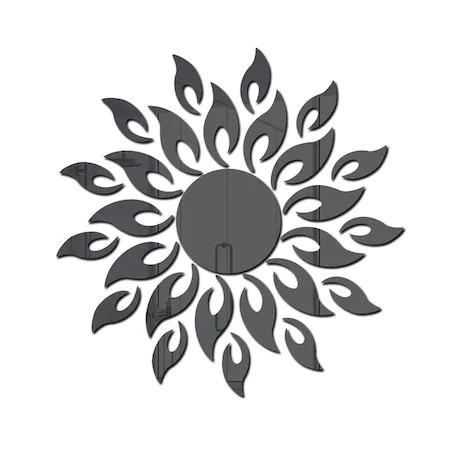 Set 27 Oglinzi Acrilice din PVC, Nierbo&reg;, Soare cu 26 de Raze, Autoadezive pentru Decorarea Peretilor, 50 x 50 cm, Negru