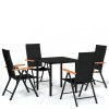 Set de servit masa pentru gradina, 5 piese, negru