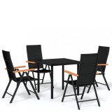 Set de servit masa pentru gradina, 5 piese, negru