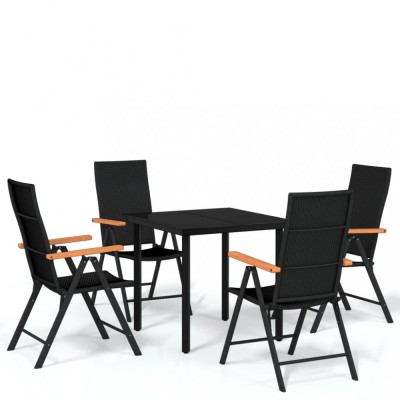 Set de servit masa pentru gradina, 5 piese, negru foto