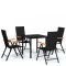 Set de servit masa pentru gradina, 5 piese, negru