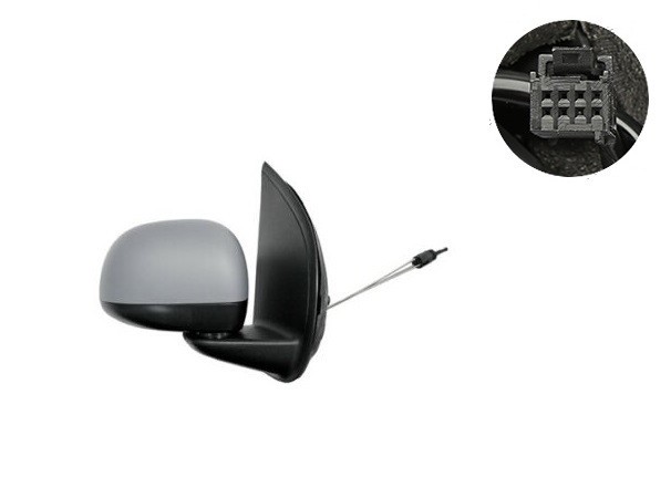 Oglinda exterioara Fiat Panda (319), 05.2012-, Dreapta, reglare manuala; grunduita; geam convex; cromat; senzor temperatura; 2 pini, View Max