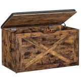 VASAGLE Banca pentru pantofi cu perna, tip cufar de depozitare, stil hambar, 76x40x48cm, maro rustic Household NewTrend