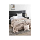 Cumpara ieftin Patura Cocolino cu Blanita Artificiala de Iepure pentru Pat Dublu, Crem - JOJ616