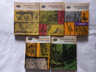 JAMES GEORGE FRAZER - CREANGA DE AUR, 5 VOLUME [ MITURI, MAGIE, RELIGIE ] foto