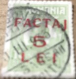 (FAV) Timbre Regele Ferdinant 5 lei fractaj 10 bani
