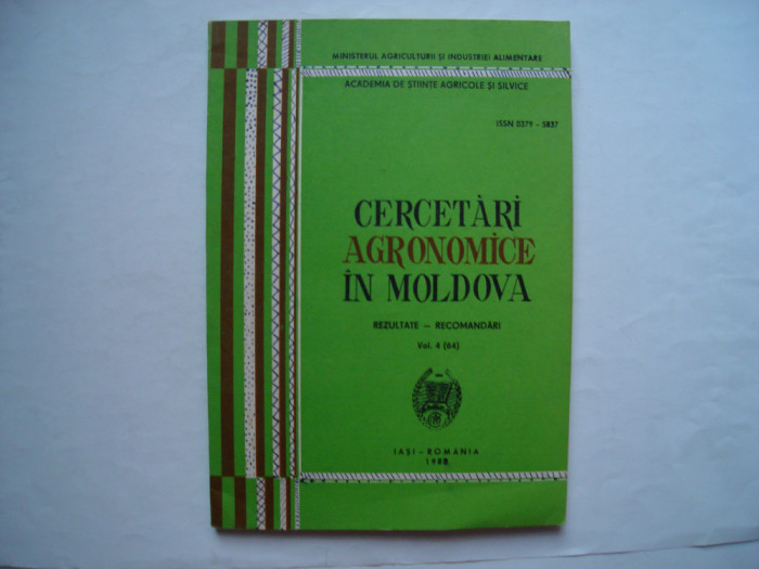 Cercetari agronomice in Moldova, vol. 4 (64), 1983