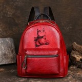 Cumpara ieftin Rucsac dama, Saelis GT3339, piele naturala, Rosu