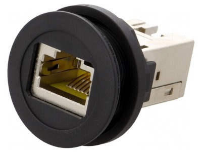 Soclu RJ45 negru har-port &amp;Oslash;22mm IP20 foto