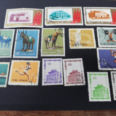 Lot timbre China, stampilat, 15 valori, anii 1960, serii diferite