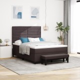 VidaXL Pat cu somieră cu saltea și băncuță maro &icirc;nchis 160x200 cm țesătură
