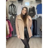 Palton bej scurt din lana