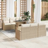vidaXL Set de canapele pentru grădină cu pernă 7 pcs Bej Rattan poli 3348567