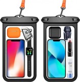 Set 2 carcase de protectie impermeabile de pana la 10 inchi pentru telefonul mobil Mrain-H, TPU, negru