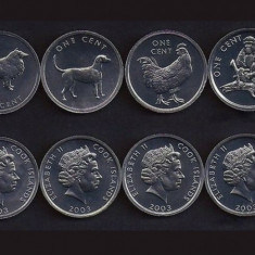 INSULELE COOK █ SET DE MONEDE █ 1 + 1 + 1 + 1 + 1 + 5 Cents █ 2000-2003 █ UNC