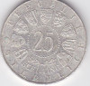 AUSTRIA 25 SCHILLING SILINGI 1962, Europa, Argint