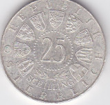 AUSTRIA 25 SCHILLING SILINGI 1962, Europa, Argint