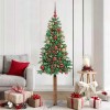 VidaXL Brad de Crăciun subțire Verde 180 cm PVC și lemn de PIN masiv 3394872