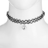 Colier Choker, Impletit, Cristal Inimă, Negru, Oem