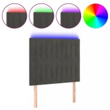 Cumpara ieftin Tablie de pat cu LED, gri inchis, 90x5x118/128 cm, catifea
